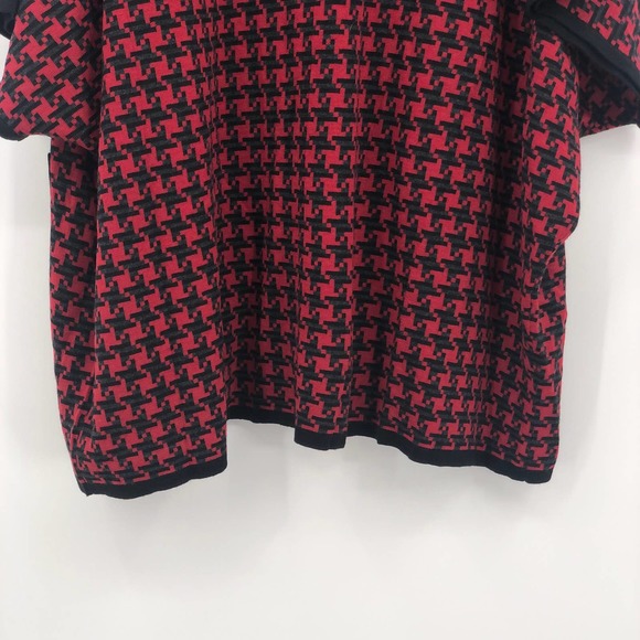 Pendleton Cardigan Sweater 100% Wool Houndstooth Open Front Black Red OS - Picture 7 of 9